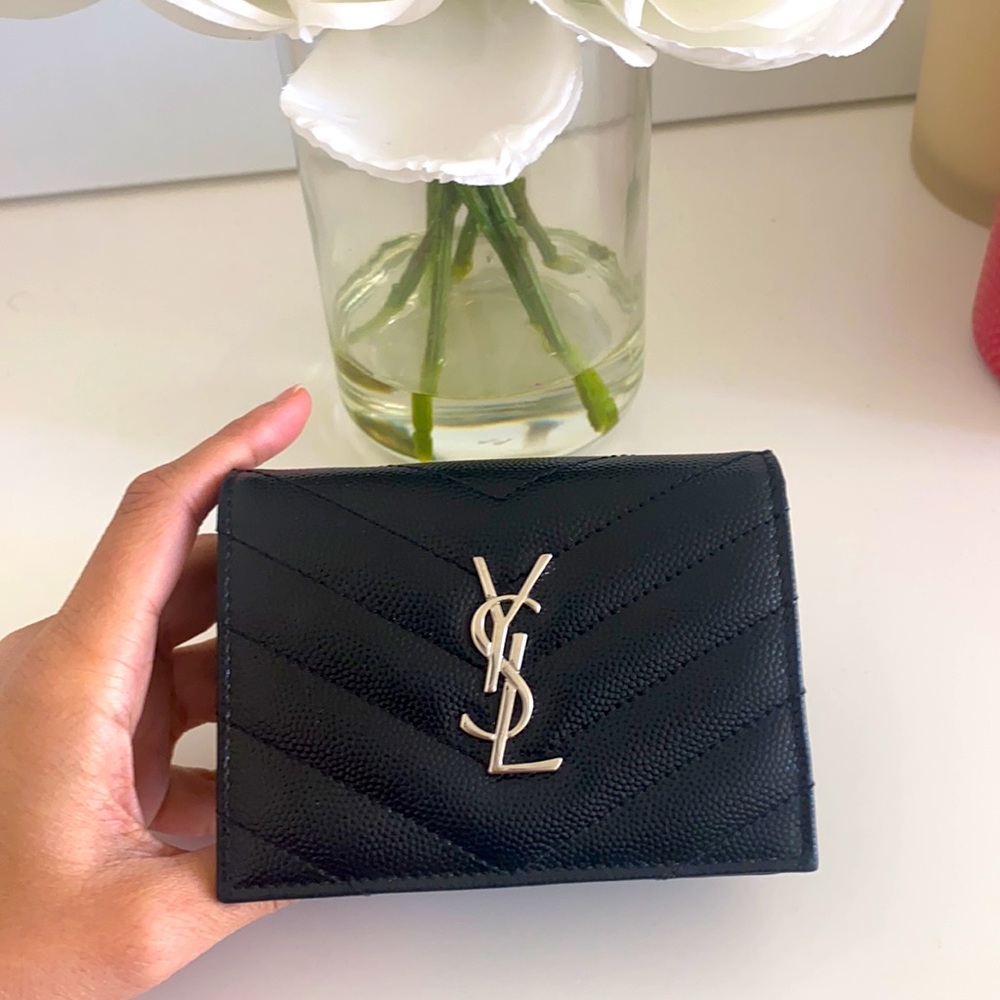 YSL Monogram Grain de Poudre Wallet